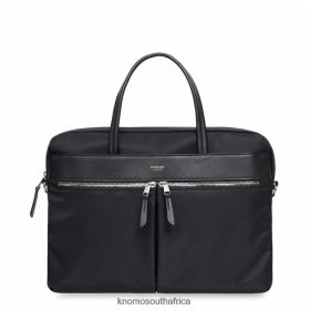 KNOMO Messenger Bag - KNOMO Hanover Womens 14'' Slim Soft Laptop Briefcase Black/Silver Hardware B2R0P012 Bags